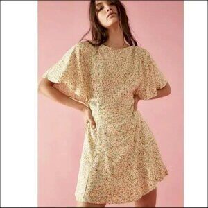 Free People Dress Floral Minidress Yellow SZ S/Yellow Sundress, Floral Sundress